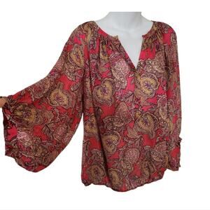 LOFT Floral Print Balloon Sleeves Blouse Size M